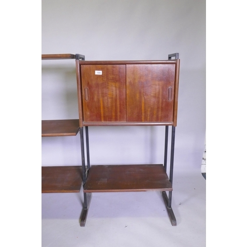 1135 - Two mid century Interflex mahogany veneered wall systems, larger unit 153 x 38 x 110cm, smaller 94 x... 