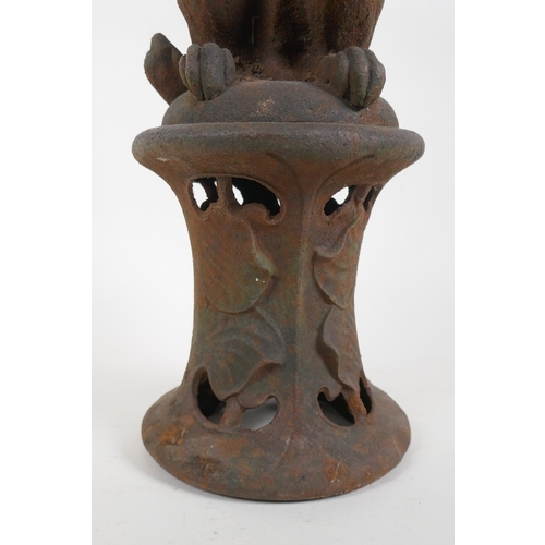 1088 - A Victorian cast iron stick stand formed as a dog on its hind legs, after Coalbrookdale, losses, 55c... 