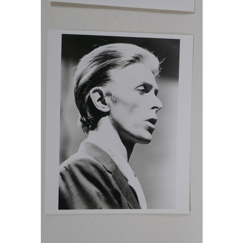 237 - Four 1970s black and white press photographs of David Bowie, all with London Features International ... 