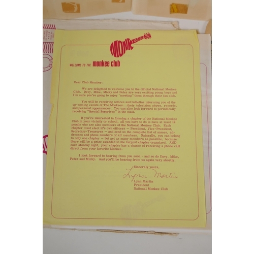 259 - A quantity of Monkees memorabilia to include fan club correspondence, flyers, newspaper cuttings, re... 