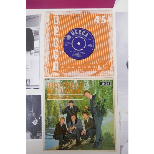 260 - A quantity of 'The Tremeloes' memorabilia, to include a signed flyer, two 7