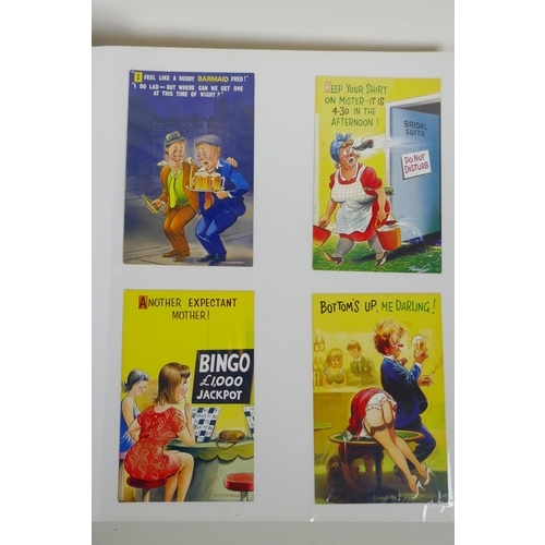 302 - An album of satirical cartoon postcards, 27 x 33cm