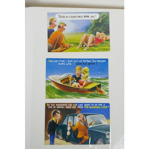 302 - An album of satirical cartoon postcards, 27 x 33cm