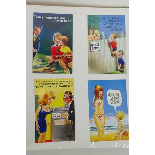 302 - An album of satirical cartoon postcards, 27 x 33cm