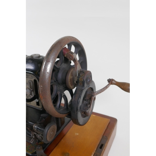 314 - A vintage Hexagon handcrank sewing machine, manufactured by the Standard Sewing Machine Co, Clevelan... 