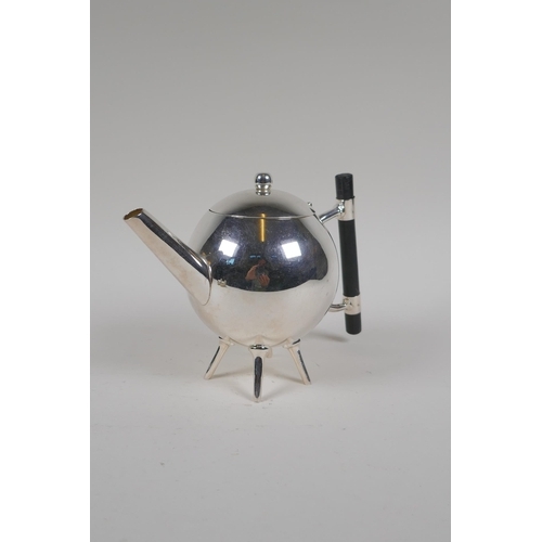 616 - A Christopher Dresser style silver plated teapot, 14cm high