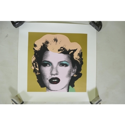 825 - After Banksy, Kate Moss (apricot and gold), limited edition copy screen print No. 27/500, by the Wes... 