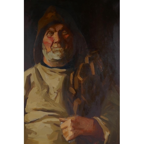 823 - Portrait of a fisherman, early C20th, oil on canvas, 75 x 50cm