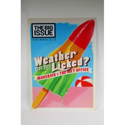 181 - A vintage style metal 'Big-Issue-Rocket ice lolly' sign, 50 x 70cm