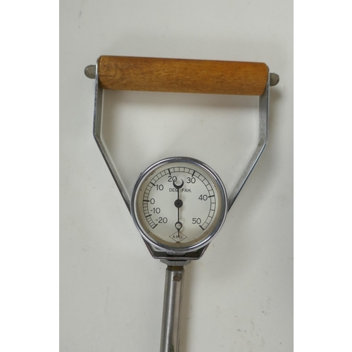 305 - A vintage leather cased soil probe by ARIC, 58cm