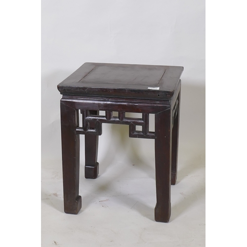 1015 - A Chinese hardwood side table, 41 x 41cm, 50cm high