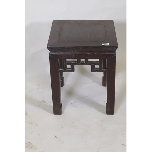 1015 - A Chinese hardwood side table, 41 x 41cm, 50cm high