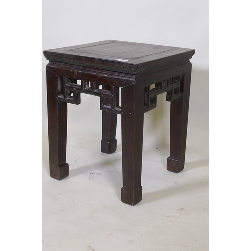 1015 - A Chinese hardwood side table, 41 x 41cm, 50cm high