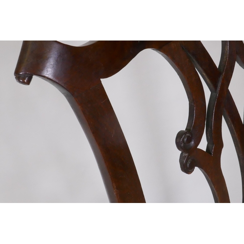 1099 - An C18th mahogany Chippendale style side chair, with shaped and carved back and pierced splat, raise... 