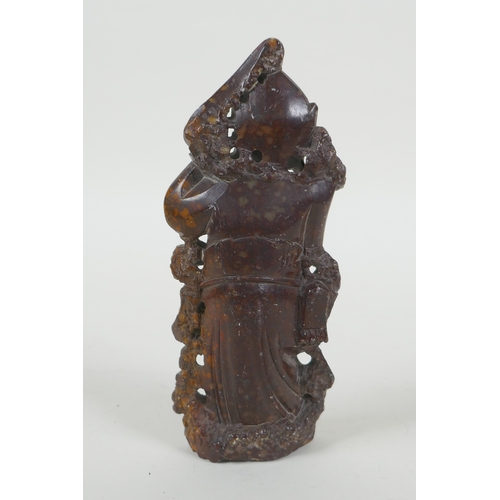 110 - A Chinese carved soapstone figure, 15cm high