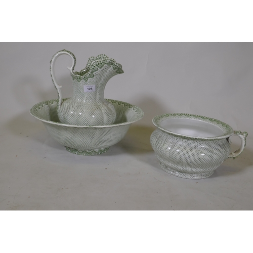 125 - A C19th Copeland & Garrett jug, bowl and matching 'po' bowl, stapled, jug 30cm high