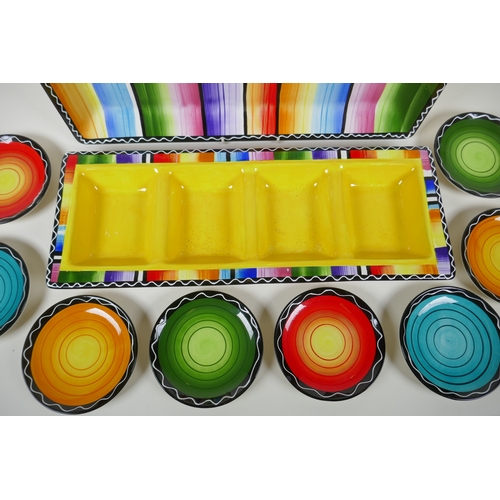 144 - A collection of certified International Nancy Green design ceramics, to include a serving tray, cond... 