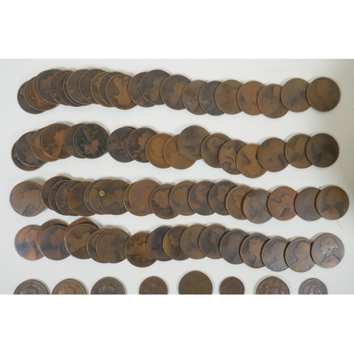 154 - A large collection of assorted world coinage including a large quantity of Victorian copper pennies