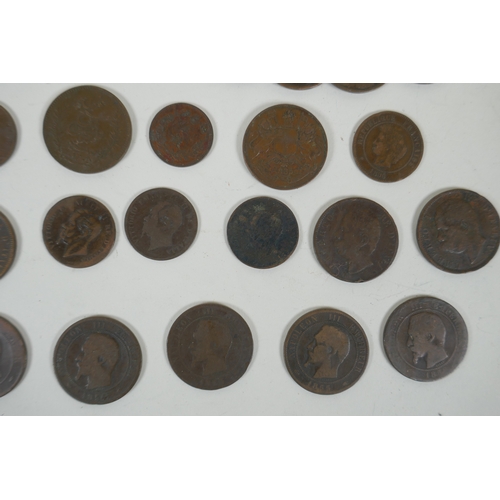 154 - A large collection of assorted world coinage including a large quantity of Victorian copper pennies