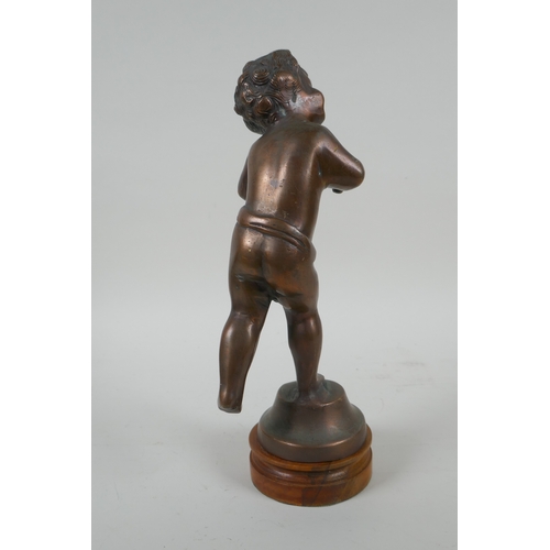 155 - After Auguste Moreau, (French), a bronze figure of a putto, 27cm high