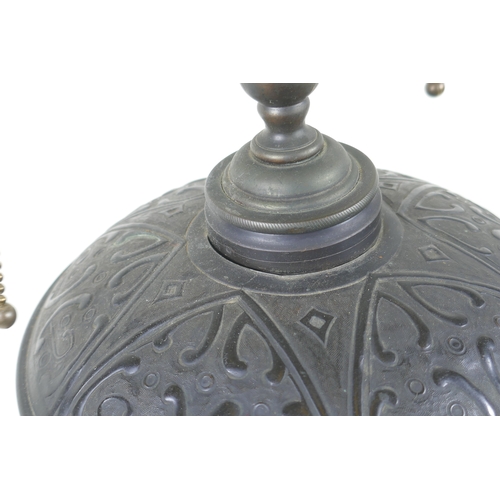 157 - A Chinese cloisonne two handled lamp, 73cm high