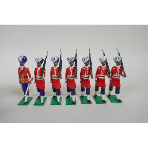 18 - A quantity of painted lead Indian Regimental military figures, to include The 14th Ferozepore Sikh R... 