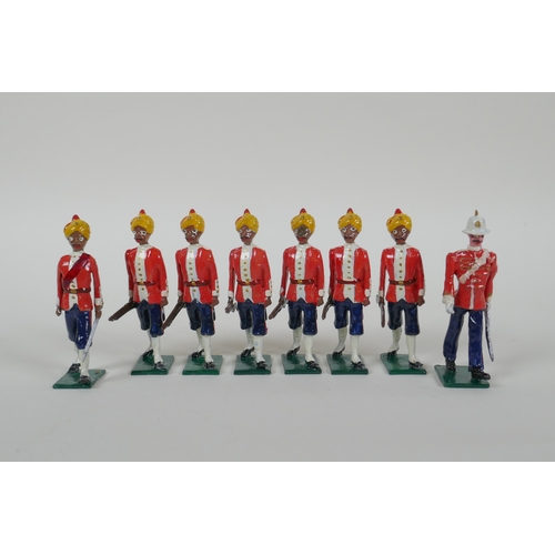 19 - A quantity of painted lead Indian Regimental military figures to include The 30th Hyderabad Cavalry,... 