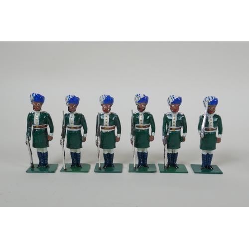 19 - A quantity of painted lead Indian Regimental military figures to include The 30th Hyderabad Cavalry,... 