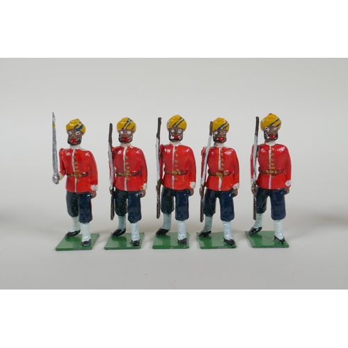 19 - A quantity of painted lead Indian Regimental military figures to include The 30th Hyderabad Cavalry,... 