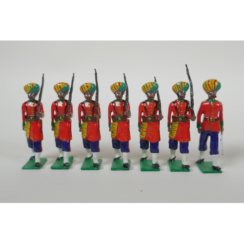 19 - A quantity of painted lead Indian Regimental military figures to include The 30th Hyderabad Cavalry,... 