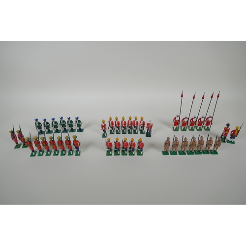 19 - A quantity of painted lead Indian Regimental military figures to include The 30th Hyderabad Cavalry,... 