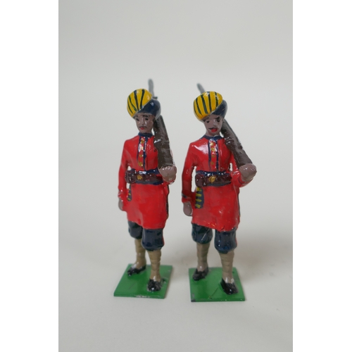 19 - A quantity of painted lead Indian Regimental military figures to include The 30th Hyderabad Cavalry,... 