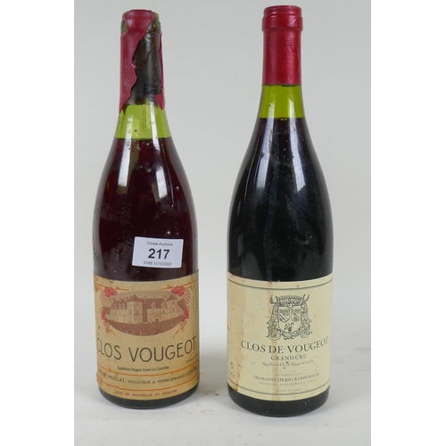 217 - Charles Noellat, Clos Vougeot, one bottle, 75cl, and another Clos de Vougeot, Domaine Henri Rebourse... 