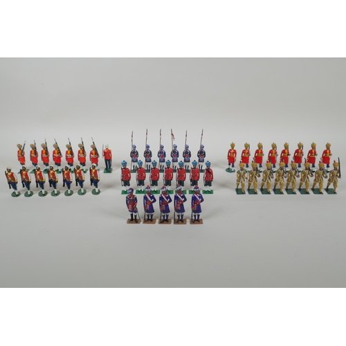 22 - A quantity of painted lead Indian Regimental Military figures to include the 83rd Wallajahbad Light ... 