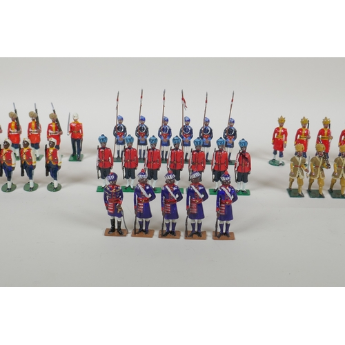 22 - A quantity of painted lead Indian Regimental Military figures to include the 83rd Wallajahbad Light ... 