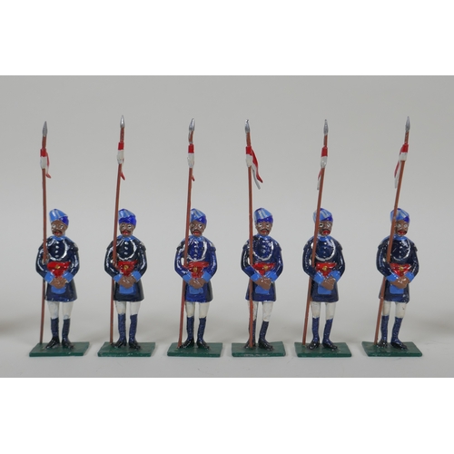 22 - A quantity of painted lead Indian Regimental Military figures to include the 83rd Wallajahbad Light ... 