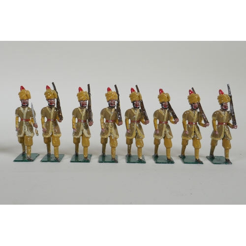 22 - A quantity of painted lead Indian Regimental Military figures to include the 83rd Wallajahbad Light ... 