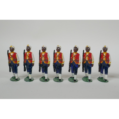 22 - A quantity of painted lead Indian Regimental Military figures to include the 83rd Wallajahbad Light ... 