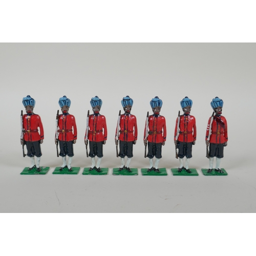 22 - A quantity of painted lead Indian Regimental Military figures to include the 83rd Wallajahbad Light ... 