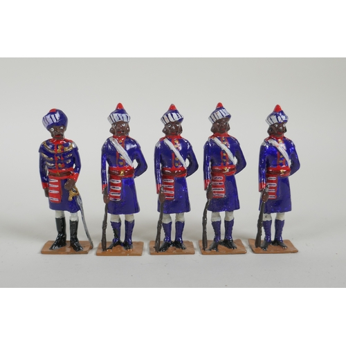 22 - A quantity of painted lead Indian Regimental Military figures to include the 83rd Wallajahbad Light ... 