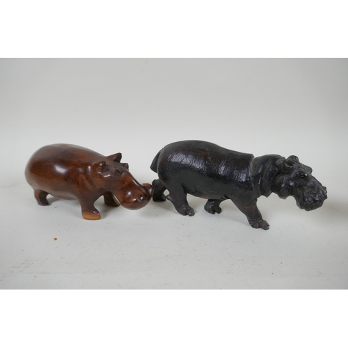 235 - A quantity of carved stone, wood and composition African animals, largest 16cm