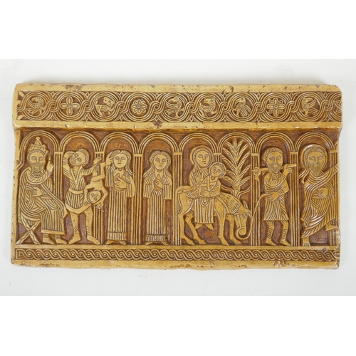 242 - A 1970s composition Croatian Museum copy of a coptic panel, 41 x 23cm, labels verso