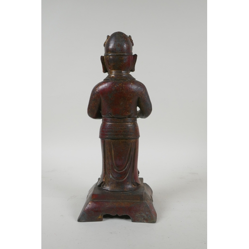 245 - A Chinese gilt bronzed metal figure, 32cm high