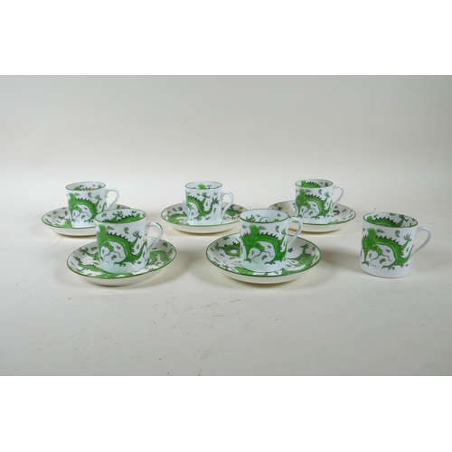 252 - A set of six coffee cans and saucers, stamped Tuscan China, BCM