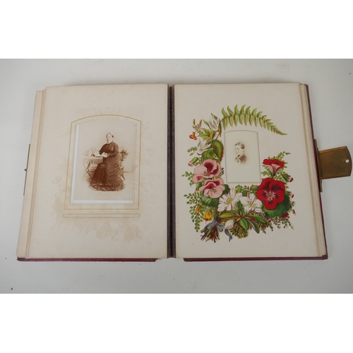 258 - A Victorian leather bound photograph album, 30 x 23 x 6cm