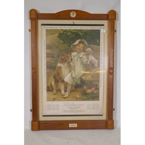 261 - An early C20th shop advertising poster for Frisby's shoes, in a later frame, 72 x 103cm