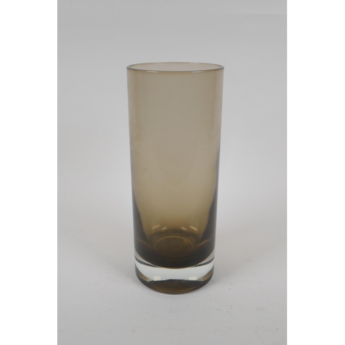 267 - A Whitefriars smoked glass vase, 24cm high