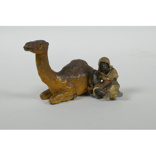 27 - An Austrian style cold painted metal figure of a camel and moose, 10cm long