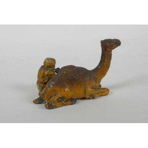 27 - An Austrian style cold painted metal figure of a camel and moose, 10cm long