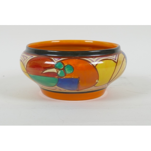 3 - Clarice Cliff 'Fantasque' melon pattern, ceramic bowl, 13cm diameter